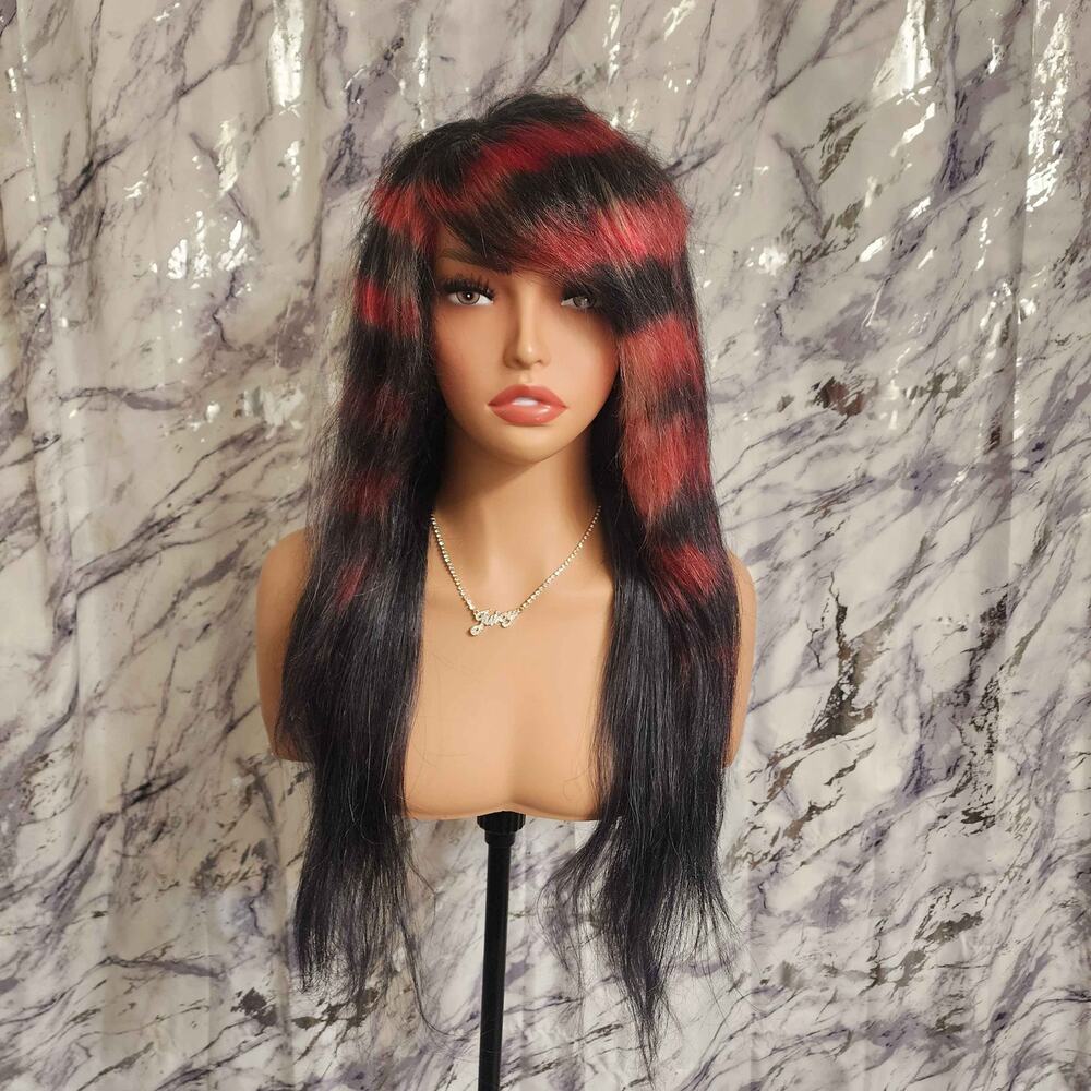 Red Black Scene Wig, 26 Inch 13x6 Lace Front
